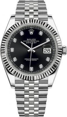 Rolex Datejust 41-126334 (Oystersteel Jubilee Bracelet, Gold Diamond-set Bright-black Dial, Fluted Bezel)