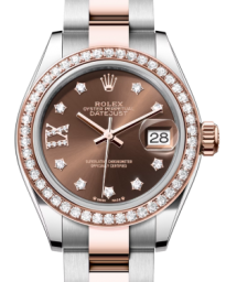 Rolex Lady-Datejust 28-279381RBR (Everose Rolesor Oyster Bracelet, Gold Diamond IX-set Chocolate Dial, Diamond Bezel) (m279381rbr-0004)