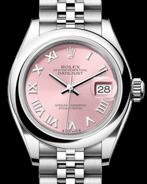 Rolex Lady-Datejust 28-279160 (Oystersteel Jubilee Bracelet, Pink Roman Dial, Domed Bezel)