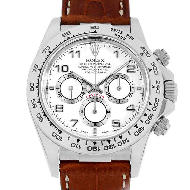 Rolex Daytona 16519 (Brown Leather Strap, White Dial, White/Silver Subdials)