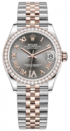 Rolex Datejust 31-278381RBR (Everose Rolesor Jubilee Bracelet, VI Diamond-set Rhodium Dial, Diamond Bezel)