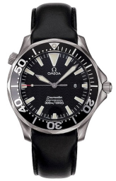 Omega Seamaster Diver 300M 36.25-2964.50.91 (Black Leather Strap, Wave-embossed Black Index Dial, Rotating Black Ceramic Bezel) (Omega 2964.50.91)