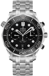 Omega Seamaster Diver 300M 44-210.30.44.51.01.001 (Stainless Steel Bracelet, Wave-embossed Black Dot Index Dial, Rotating Black Ceramic Bezel) (Omega 210.30.44.51.01.001)