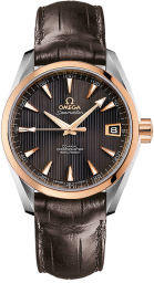 Omega Seamaster Aqua Terra 150M 38.5-231.23.39.21.06.001 (Brown Alligator Leather Strap, Vertical-teak Grey Index Dial, Red Gold Bezel) (Omega 231.23.39.21.06.001)