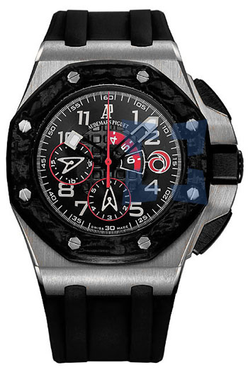 Audemars Piguet Royal Oak Offshore 44-26062PT.O.A002CA.01 (Black Rubber Strap, Méga Tapisserie Black Arabic Dial, Forged Carbon Smooth Bezel)