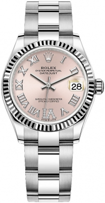 Rolex Datejust 31-278274 (Oystersteel Oyster Bracelet, VI Diamond-set Pink Dial, Fluted Bezel)