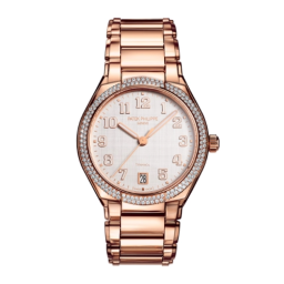 Patek Philippe Twenty~4 36-7300/1200R-010T (Rose Gold Bracelet, Silvery Vertical/Horizontal Satin-finished Arabic Dial, Diamond Bezel) (1200R-010T)