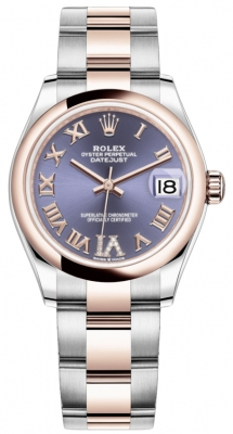 Rolex Datejust 31-278241 (Everose Rolesor Oyster Bracelet, VI Diamond-set Aubergine Dial, Domed Bezel)