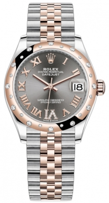 Rolex Datejust 31-278341RBR (Everose Rolesor Jubilee Bracelet, VI Diamond-set Rhodium Dial, Domed Diamond Bezel)