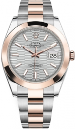 Rolex Datejust 41-126301 (Everose Rolesor Oyster Bracelet, Silver Fluted Index Dial, Smooth Bezel) (m126301-0017)