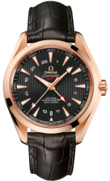 Omega Seamaster Aqua Terra 150M 43-231.53.43.22.06.002 (Brown Alligator Leather Strap, Vertical-teak Grey Index Dial, Red Gold Bezel) (Omega 231.53.43.22.06.002)