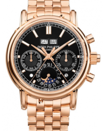 Patek Philippe Grand Complications 40-5204/1R-001 (Rose Gold Bracelet, Black Index Dial, Smooth Bezel) (52014/1R-001)