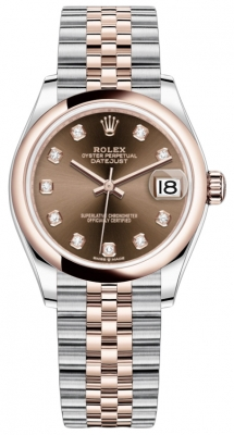 Rolex Datejust 31-278241 (Everose Rolesor Jubilee Bracelet, Gold Diamond-set Chocolate Dial, Domed Bezel)