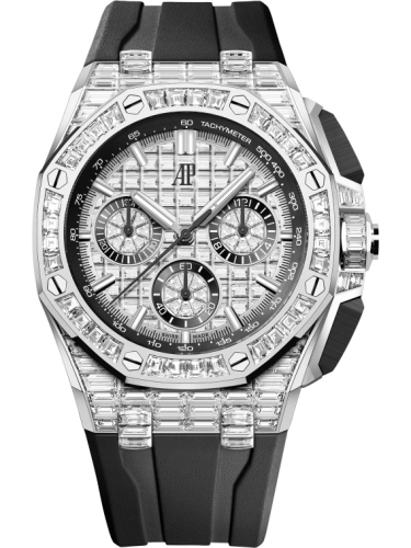 Audemars Piguet Royal Oak Offshore 43-26425BC.ZZ.D002CA.02 (Black Rubber Strap, Baguette-cut Diamond-set White Gold Index Dial, Baguette-cut Diamond-set Bezel)