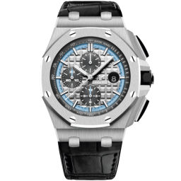 Audemars Piguet Royal Oak OffShore 44-26417BC.OO.A002CR.01 (Black Alligator Leather Strap, Méga Tapisserie Grey Index Dial, White Gold Smooth Bezel) (26417BC.OO.A002CR.01)