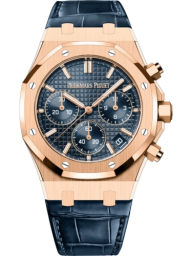 Audemars Piguet Royal Oak 41-26240OR.OO.D315CR.02 (Blue Alligator Leather Strap, Grande Tapisserie Bleu Nuit Nuage 50 Index Dial, Pink Gold Smooth Bezel) (26240OR.OO.D315CR.02)