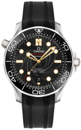 Omega Seamaster Diver 300M 42-210.22.42.20.01.004 (Black Rubber Strap, Ceramic Spiral-brushed Black Dot Index Dial, Rotating Black Ceramic Bezel) (Omega 210.22.42.20.01.004)