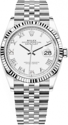 Rolex Datejust 36-126234 (Oystersteel Jubilee Bracelet, White Index Dial, Fluted Bezel)