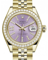 Rolex Lady-Datejust 28-279138RBR (Yellow Gold Jubilee Bracelet, Gold Diamond IX-set Lilac Index Dial, Diamond Bezel) (m279138rbr-0011)