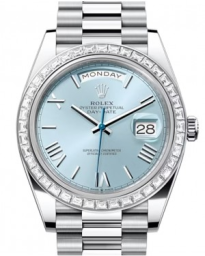 Rolex Day-Date 40-228396TBR (Platinum President Bracelet, Ice-blue Roman Dial, Diamond Bezel) (m228396tbr-0030)