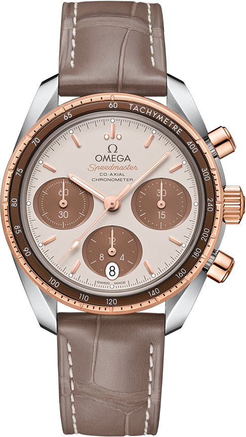 Omega Speedmaster Non-Moonwatch 38-324.23.38.50.02.002 (Taupe-brown Alligator Leather Strap, Brown & Cappuccino Index Dial, Brown Tachymeter Bezel)