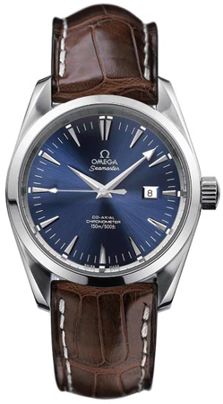 Omega Seamaster Aqua Terra 150M 36.2-2804.80.37 (Brown Alligator Leather Strap, Blue Index Dial, Stainless Steel Bezel)