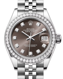 Rolex Lady-Datejust 28-279384RBR (Oystersteel Jubilee Bracelet, Gold Diamond-set Dark-grey Dial, Diamond Bezel) (m279384rbr-0017)