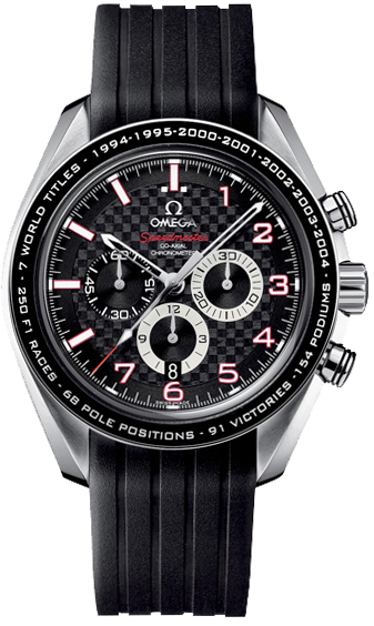 Omega Speedmaster Non-Moonwatch 44.25-321.32.44.50.01.001 (Black Rubber Strap, Black Carbon Arabic/Index Dial, Black Tachymeter Bezel)