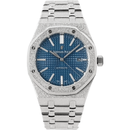 Audemars Piguet Royal Oak 41-15410BC.GG.1224BC.01 (Hammered White Gold Bracelet, Grande Tapisserie Blue Index Dial, Frosted White Gold Bezel) (15410BC.GG.1224BC.01)