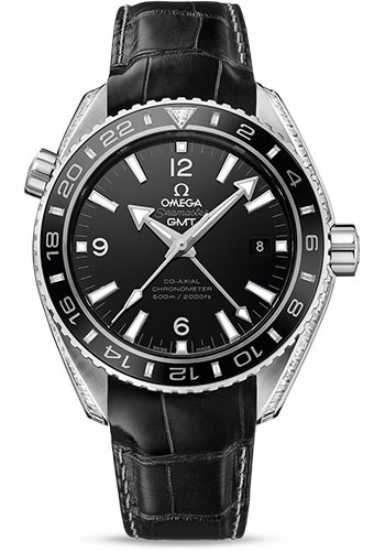 Omega Seamaster Planet Ocean 600M 43.5-232.98.44.22.01.001 (Black Alligator Leather Strap, Black Arabic/Index Dial, Rotating Black Ceramic Bezel)