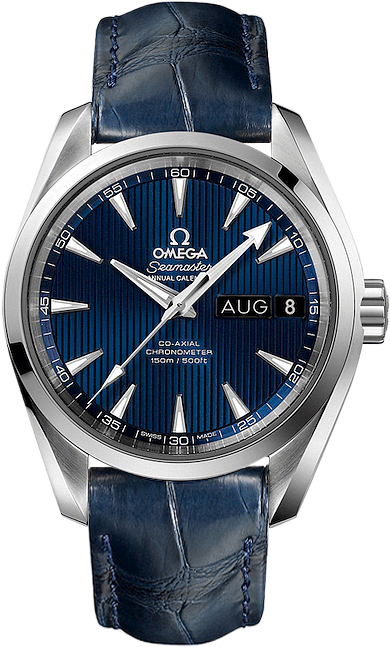 Omega Seamaster Aqua Terra 150M 38.5-231.13.39.22.03.001 (Blue Alligator Leather Strap, Vertical-teak Blue Index Dial, Stainless Steel Bezel)