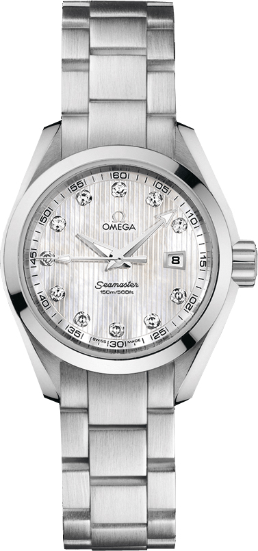 Omega Seamaster Aqua Terra 150M 30-231.10.30.61.55.001 (Stainless Steel Bracelet, Vertical-teak White MOP Diamond Index Dial, Stainless Steel Bezel)