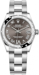 Rolex Datejust 31-278344RBR (Oystersteel Oyster Bracelet, VI Diamond-set Dark-grey Dial, Domed Diamond Bezel) (m278344rbr-0029)