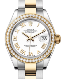 Rolex Lady-Datejust 28-279383RBR (Yellow Rolesor Oyster Bracelet, White Roman Dial, Diamond Bezel) (m279383rbr-0024)