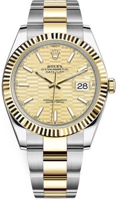 Rolex Datejust 41-126333 (Yellow Rolesor Oyster Bracelet, Golden Fluted Index Dial, Fluted Bezel)