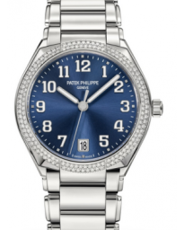 Patek Philippe Twenty~4 36-7300/1200A-001 (Stainless Steel Bracelet, Blue Sunburst Arabic Dial, Diamond Bezel) (7300/1200A-001)