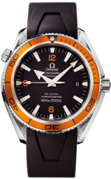 Omega Seamaster Planet Ocean 600M 42-2909.50.91 (Black Ridged Rubber Strap, Black Arabic/Index Dial, Rotating Orange Ceramic Bezel) (Omega 2909.50.91)