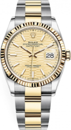 Rolex Datejust 36-126233 (Yellow Rolesor Oyster Bracelet, Golden Fluted Index Dial, Fluted Bezel) (m126233-0040)