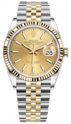Rolex Datejust 36-126233 (Yellow Rolesor Jubilee Bracelet, Champagne Index Dial, Fluted Bezel) (m126233-0015)