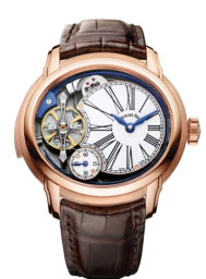 Audemars Piguet Millenary 47-26371OR.OO.D803CR.01 (Brown Alligator Leather Strap, Off-centred Gold White Roman Openworked Dial, Pink Gold Smooth Bezel) (26371OR.OO.D803CR.01)