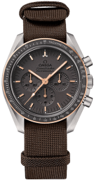 Omega Speedmaster Moonwatch 42-311.62.42.30.06.001 (Brown NATO Strap, Black PVD Index Dial, Matte-black Tachymeter Bezel) (Omega 311.62.42.30.06.001)