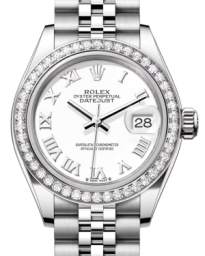 Rolex Lady-Datejust 28-279384RBR (Oystersteel Jubilee Bracelet, White Roman Dial, Diamond Bezel) (m279384rbr-0019)