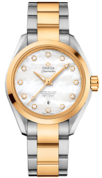 Omega Seamaster Aqua Terra 150M 34-231.20.34.20.55.002 (Yellow Gold & Stainless Steel Bracelet, White MOP Diamond Index Dial, Yellow Gold Bezel) (Omega 231.20.34.20.55.002)