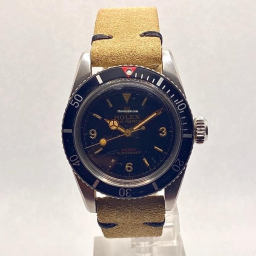 Rolex Submariner 38-6538 (Brown Leather Strap, Black Arabic/Diver Dial, Black Aluminum Bezel)