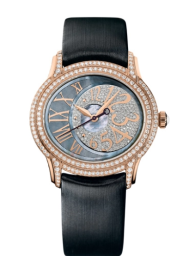 Audemars Piguet Millenary 39.5-77303OR.ZZ.D009SU.01 (BlackTechnological-silk Strap, Off-centred Diamond-paved Arabic Disc/Black MOP Roman Dial, Brilliant-cut Diamond-set Bezel) (77303OR.ZZ.D009SU.01)