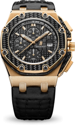 Audemars Piguet Royal Oak OffShore 42-26030RO.OO.D001IN.01 (Black Calfskin Strap, Petite/Méga Tapisserie Black Index Dial, Carbon Fiber Smooth Bezel) (26030RO.OO.D001IN.01)