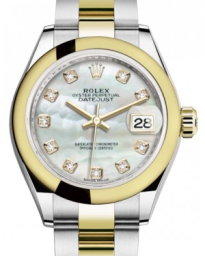 Rolex Lady-Datejust 28-279163 (Yellow Rolesor Oyster Bracelet, Gold Diamond-set White MOP Dial, Domed Bezel) (m279163-0014)