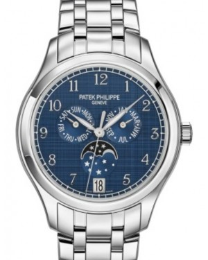 Patek Philippe Complications 38-4947/1A-001 (Steel Bracelet, Shantung Finish Blue Arabic Dial, Steel Smooth Bezel)