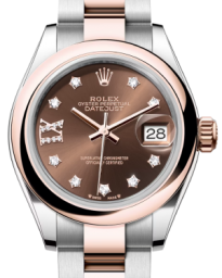 Rolex Lady-Datejust 28-279161 (Everose Rolesor Oyster Bracelet, Gold Diamond IX-set Chocolate Dial, Domed Bezel) (m279161-0004)