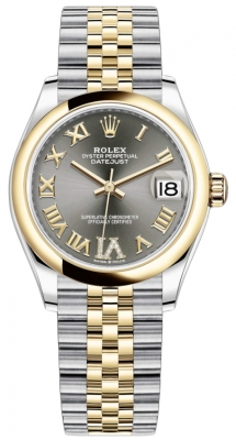 Rolex Datejust 31-278243 (Yellow Rolesor Jubilee Bracelet, VI Diamond-set Dark-grey Dial, Domed Bezel)